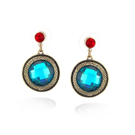 0800000001522 Gold-tone Metal Blue And Red Stone Earring