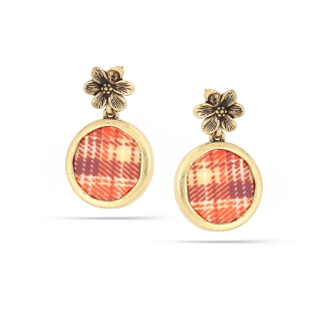 0900000017315 Gold-tone Metal Coral Striped Earrings