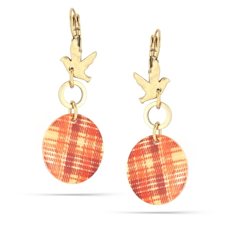0900000017292 Gold-tone Metal Coral Striped Earrings