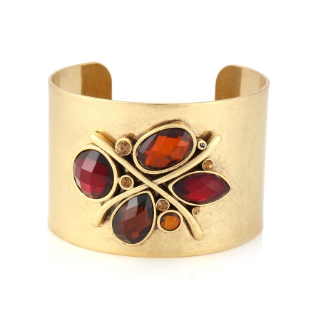 0900000009433 Gold-tone Metal Red Crystal Cuff