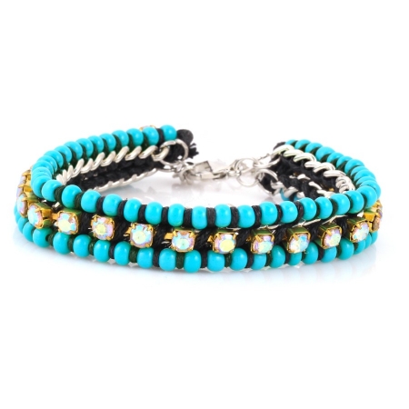 0805470011149 Turquoise Crystal Wrap Around Bracelets