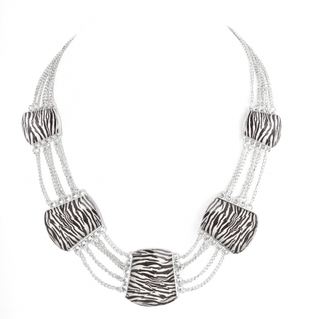 0800000084686 Silver-tone Metal Zebra Print Necklace
