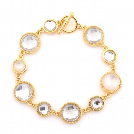0800000092872 Gold-tone Metal White Crystal Bracelets