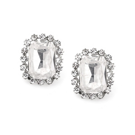 0800000051299 Silver-tone Metal White Crystal Earrings