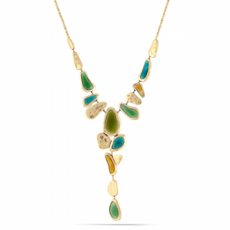 0900000017674 Gold-tone Metal Green Necklace