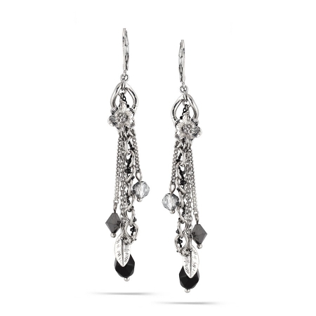 0900000016981 Silver-tone Metal Black And Hematite Beads Earrings