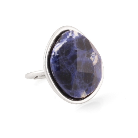 0900000006364 Silver-tone Metal Blue Adjustable To Fit Most Size Ring