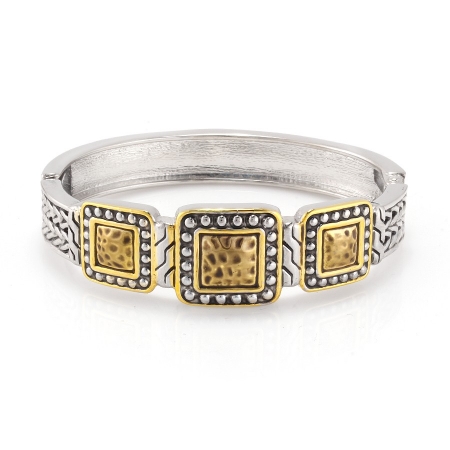 0805470035817 Rhodium-gold-tone Metal Hinged Bracelets