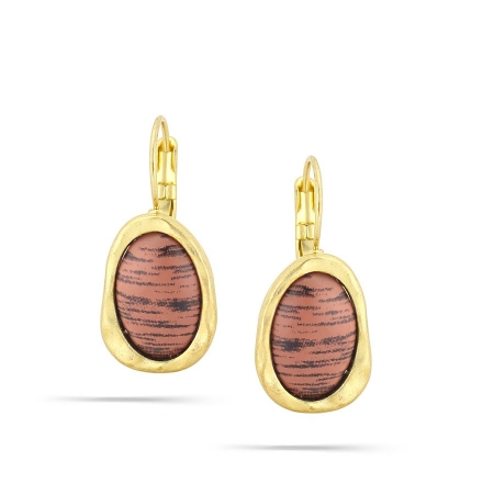0900000012754 Gold-tone Metal Brown And Black Stripe Drop Earrings