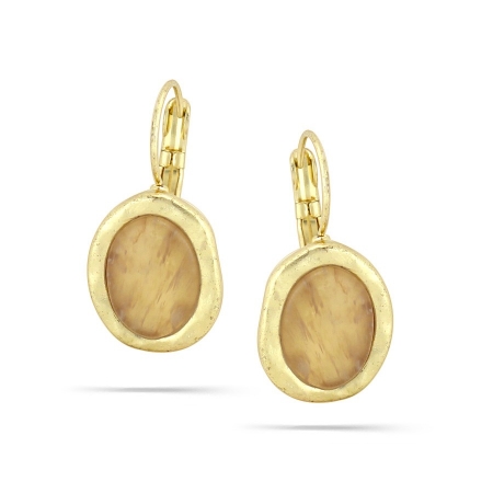 0900000012747 Gold-tone Metal Yellow Stone Drop Earrings