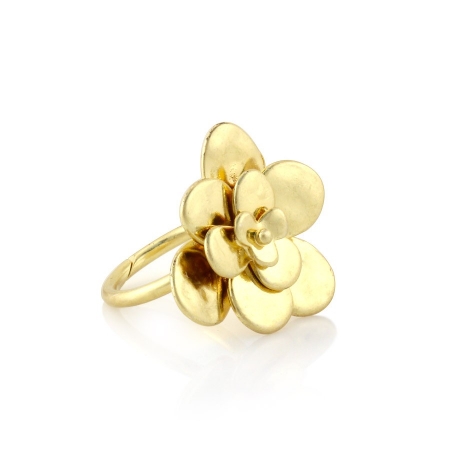 0900000020346 Gold-tone Metal Flower Adjustable Rings