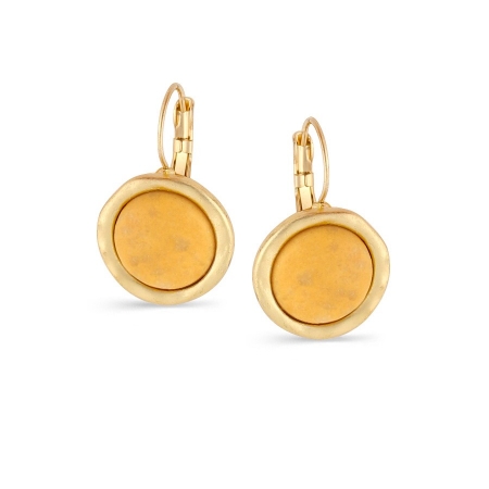 0900000012730 Gold-tone Metal Yellow Round Stone Metal Drop Earrings