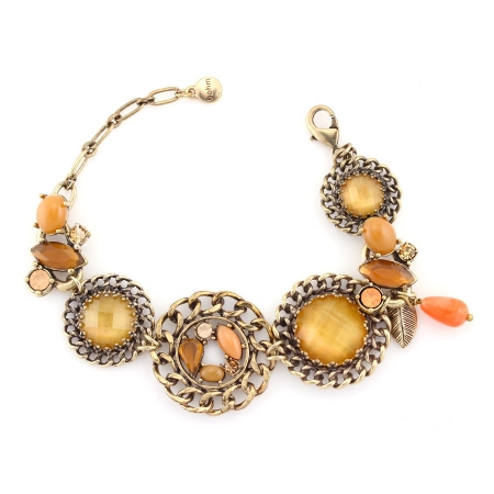 0900000029097 Gold-tone Metal Yellow Orange And Gold Wrap Around Bracelets