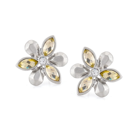 0900000024177 Silver-tone Metal Yellow Crystal Stud Earrings