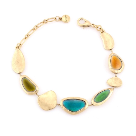 0900000017711 Gold-tone Metal Green Acrylic Wrap Around Bracelets