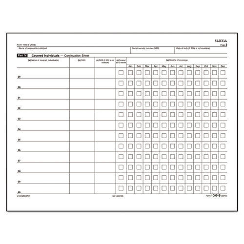 Topl1095bcont 1095 B Health Coverage Continuation Form, White