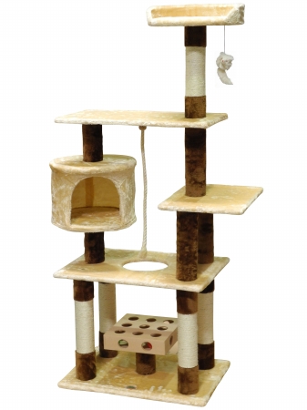 Iq Busy Box Cat Tree House Toy Condo Pet Furniture, 30 W X 16.25 L X 67 H In.