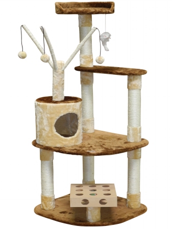Sf053 Iq Busy Box Cat Tree House Toy Condo Pet Furniture, 24 W X 24 L X 60 H In.