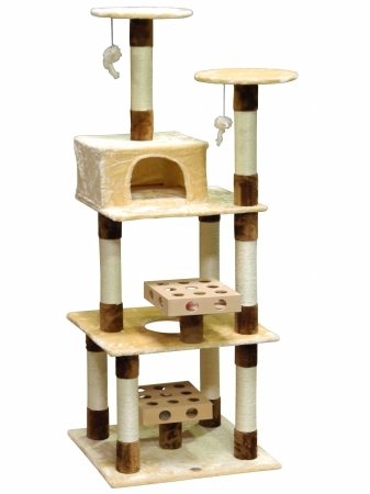 Iq Busy Box Cat Tree House Toy Condo Pet Furniture, 27 W X 24 L X 73.5 H In.