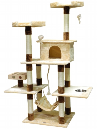 Sf060 Iq Busy Box Cat Tree House Toy Condo Pet Furniture, 44 W X 22 L X 70 H In.