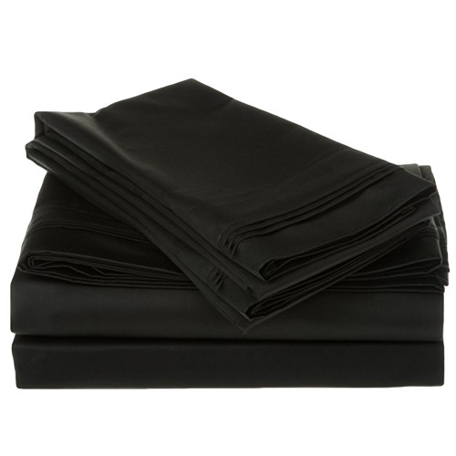 800qnsh Slbk 800 Queen Sheet Set, Egyptian Cotton Solid - Black
