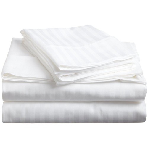 300flsh Stwh 300 Full Sheet Set, Egyptian Cotton Stripe - White