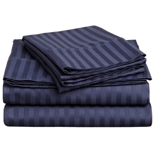 300qnwb Stnb 300 Queen Water Bed Set, Egyptian Cotton Stripe - Navy Blue