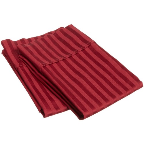 300sdpc Stbg 300 Standard Pillow Cases, Egyptian Cotton Stripe - Burgundy