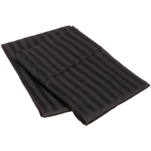 300kgpc Stbk 300 King Pillow Cases, Egyptian Cotton Stripe - Black