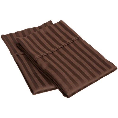 300kgpc Stmo 300 King Pillow Cases, Egyptian Cotton Stripe - Mocha