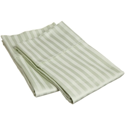 300kgpc Stmt 300 King Pillow Cases, Egyptian Cotton Stripe - Mint