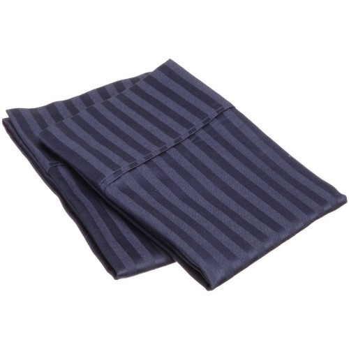 300kgpc Stnb 300 King Pillow Cases, Egyptian Cotton Stripe - Navy Blue