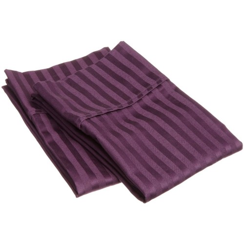 300kgpc Stpl 300 King Pillow Cases, Egyptian Cotton Stripe - Plum