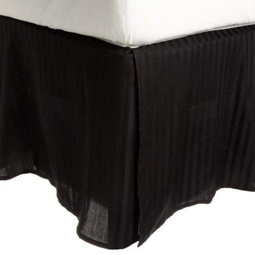 300qnbs Stbk 300 Queen Bed Skirt, Egyptian Cotton Stripe - Black