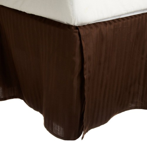 300qnbs Stmo 300 Queen Bed Skirt, Egyptian Cotton Stripe - Mocha