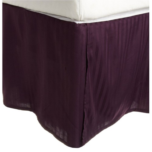 300qnbs Stpl 300 Queen Bed Skirt, Egyptian Cotton Stripe - Plum