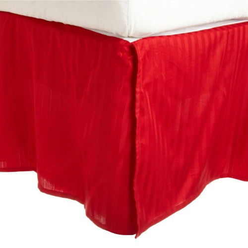 300qnbs Strd 300 Queen Bed Skirt, Egyptian Cotton Stripe - Red