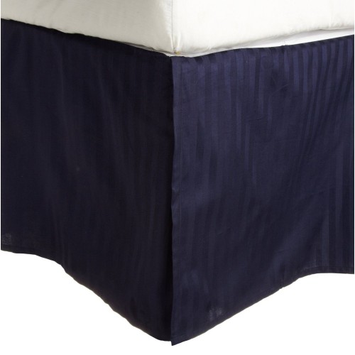 300kgbs Stnb 300 King Bed Skirt, Egyptian Cotton Stripe - Navy Blue
