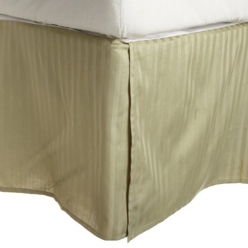 300kgbs Stsg 300 King Bed Skirt, Egyptian Cotton Stripe - Sage
