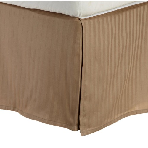 300kgbs Sttp 300 King Bed Skirt, Egyptian Cotton Stripe - Taupe