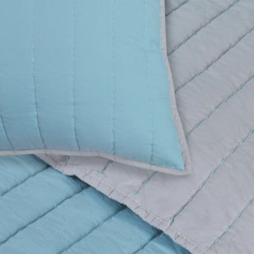 Quilt Brandon-fq-lb 100 Percent Cotton Brandon Full & Queen Quilt Set - Light Blue, 3 Pieces