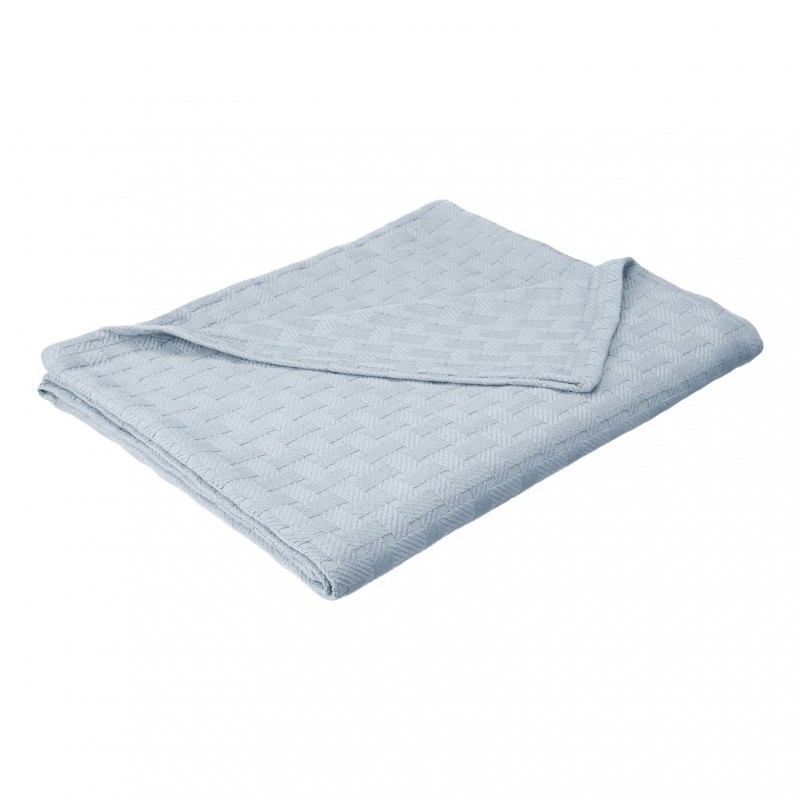 Blanket-bas Fq Lb Full & Queen Cotton Blanket Basket Weave - Light Blue