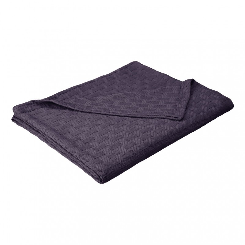 Blanket-bas Fq Nb Full & Queen Cotton Blanket Basket Weave - Navy Blue