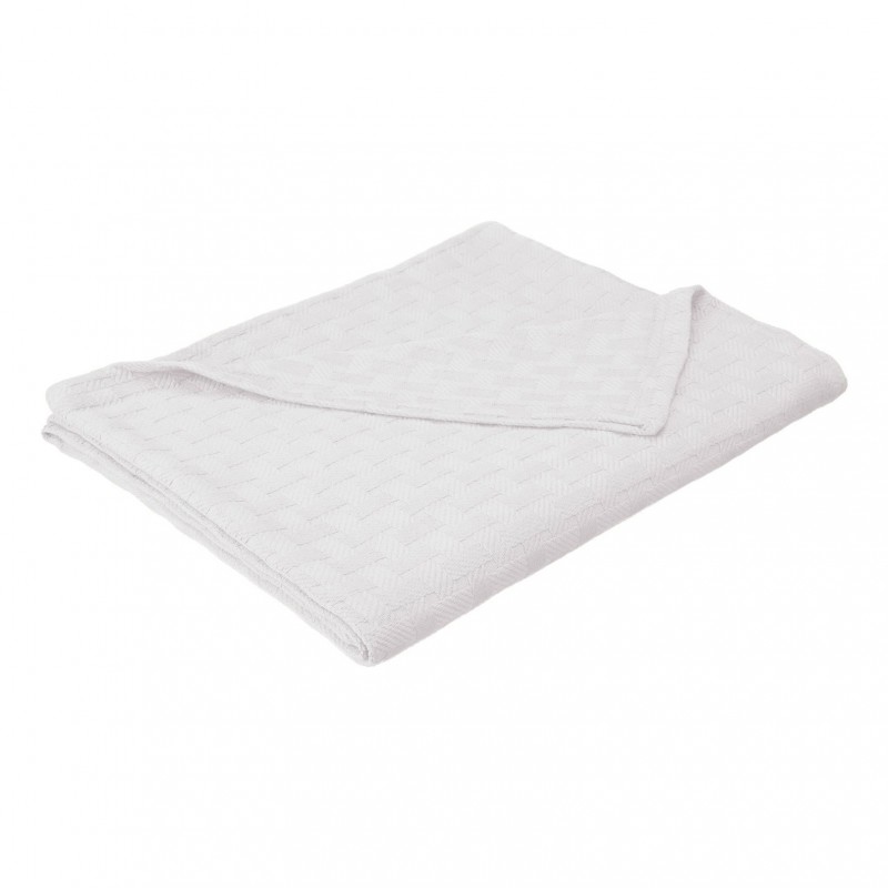 Blanket-bas Fq Wh Full & Queen Cotton Blanket Basket Weave - White
