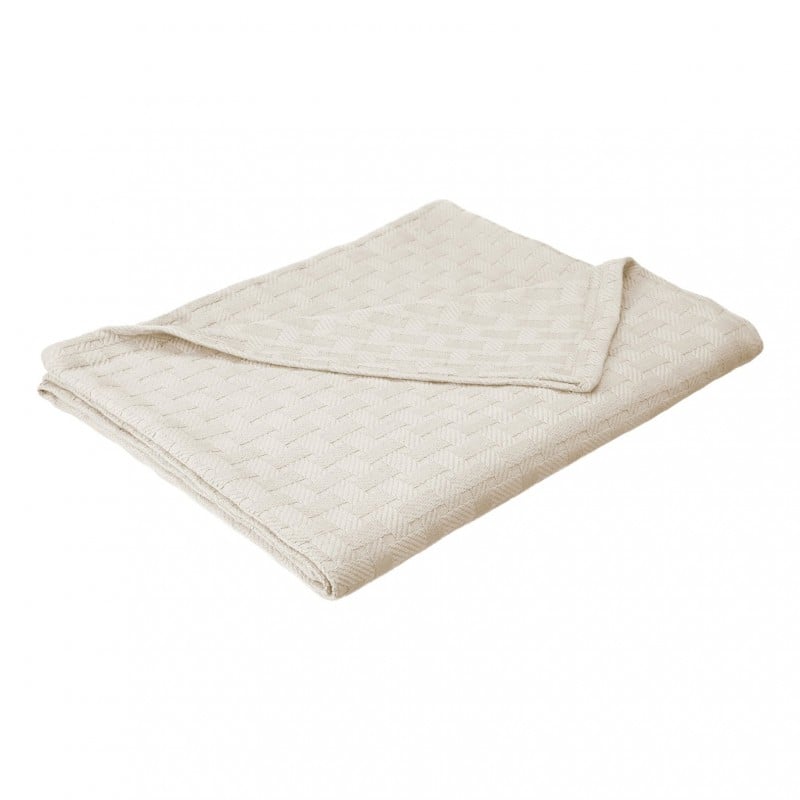 Blanket-bas Tw Iv Twin & Twin Cotton Blanket, Basket Weave, Extra Large - Ivory