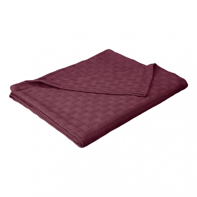 Blanket-bas Tw Pl Twin & Twin Cotton Blanket, Basket Weave, Extra Large - Plum