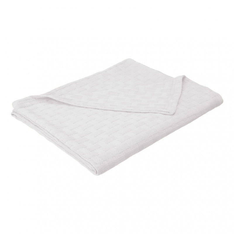 Blanket-bas Tw Wh Twin & Twin Cotton Blanket, Basket Weave, Extra Large - White
