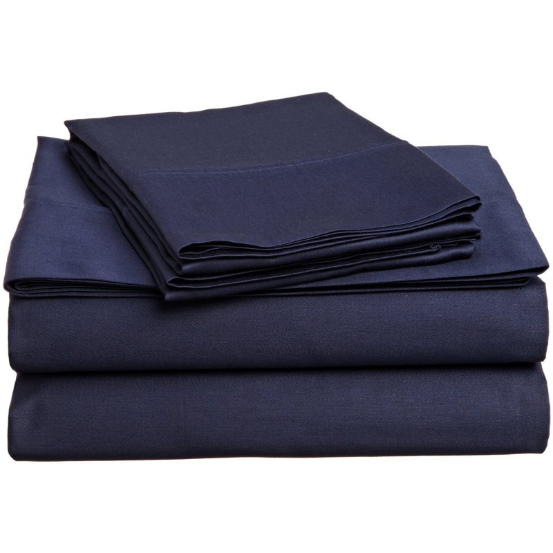 C500kgsh Slnb 500 King Sheet Set, Cotton Solid - Navy Blue