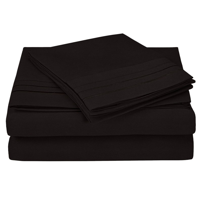 -executive 3000 Mf3000cksh 3lbk Executive 3000 Series California King Sheet Set, Solid, 3 Line Embroidery - Black