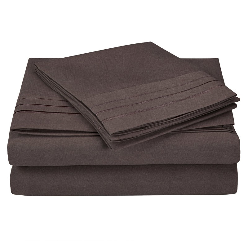 -executive 3000 Mf3000cksh 3lcl Executive 3000 Series California King Sheet Set, Solid, 3 Line Embroidery - Charcoal